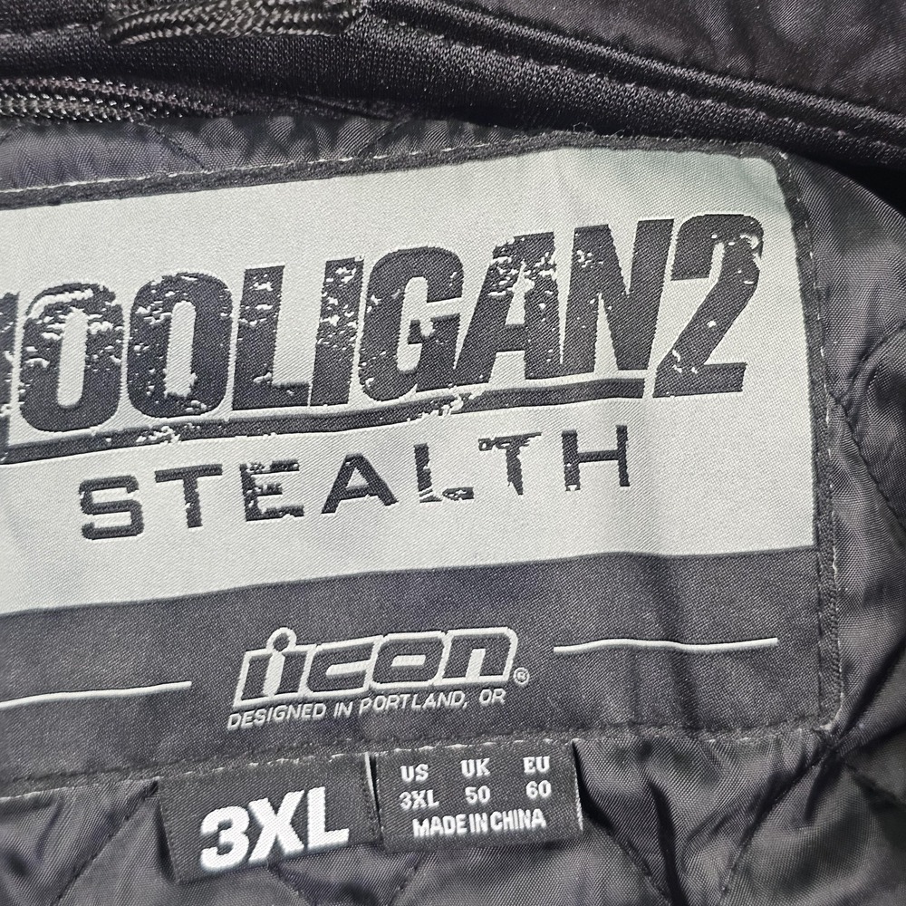 Icon Jacket Mens 3XL Black Hooligan 2 Stealth Motorcycle Textile Padded Armor - Picture 6 of 16